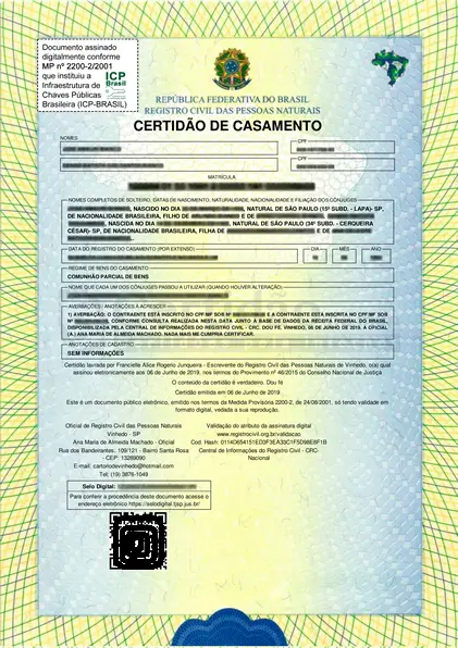 Segunda via certidao de casamento digital